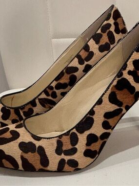 Max Studio Leopard Pony Print Platform High Heel Pumps - Brown & Black